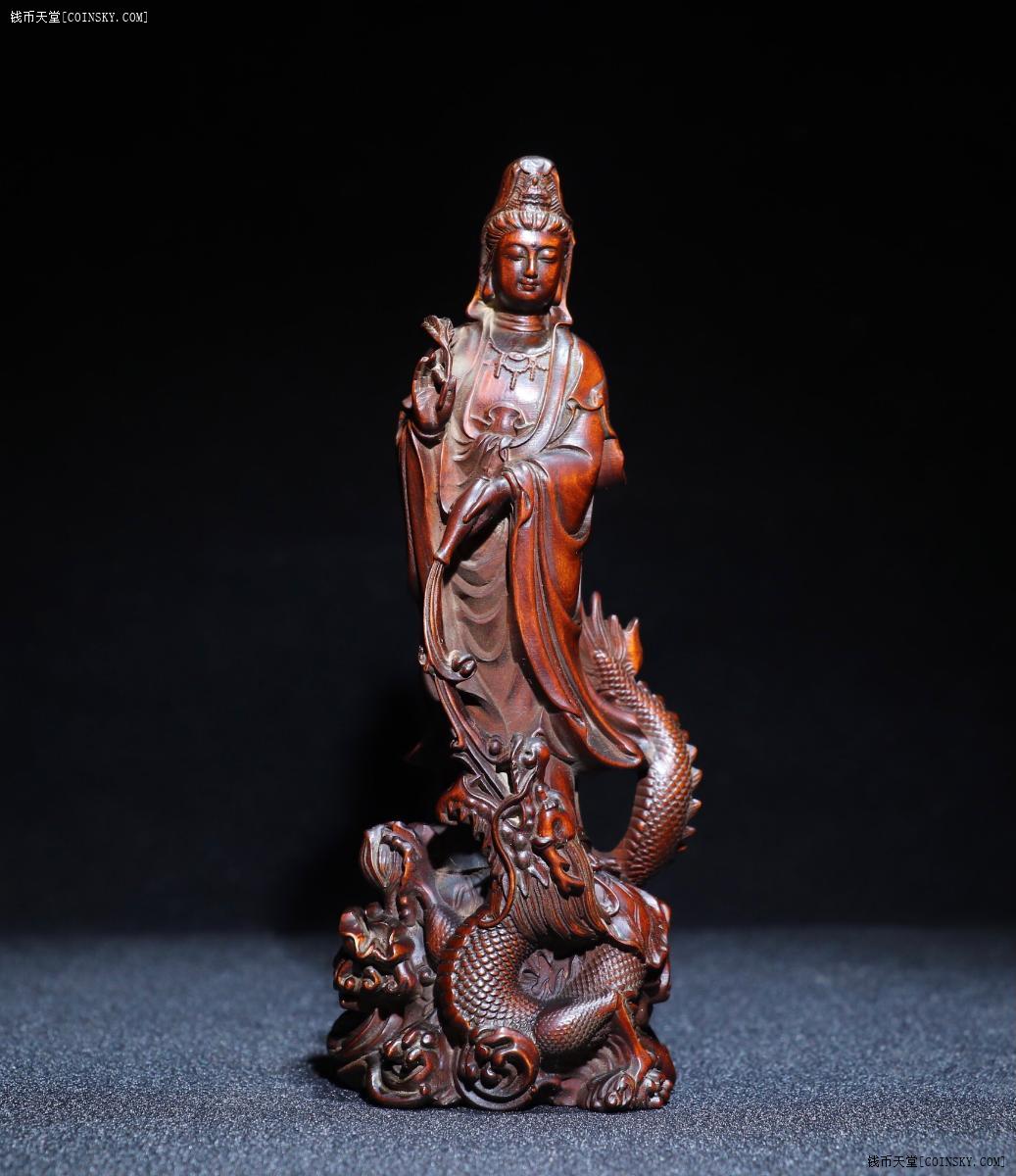 一线新收黄杨木雕御龙观音普度众生